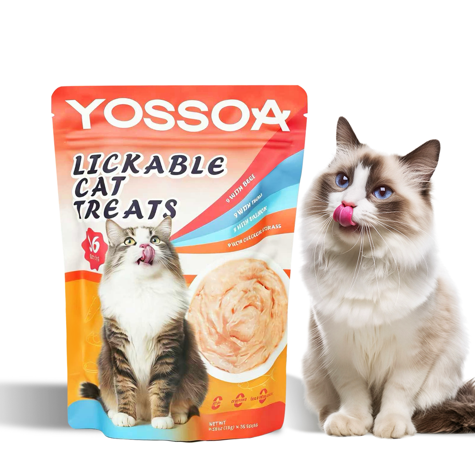 4 Flavors (9 Each) | 36 Sticks Total Per Pack . YOSSOA Lickable Wet Cat Treats